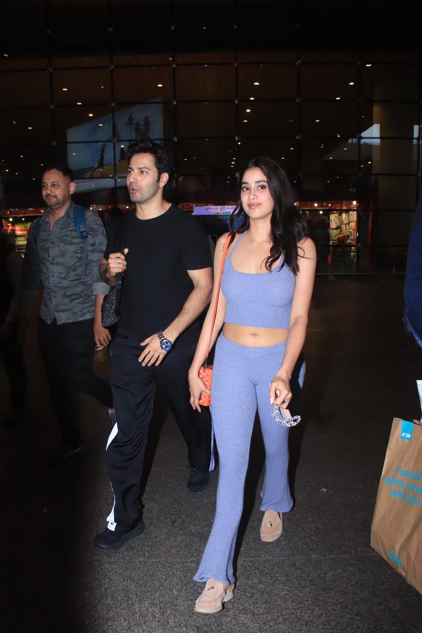 Varun Dhawan and Janhvi Kapoor were seen at the airport, returning from their trip to Dubai